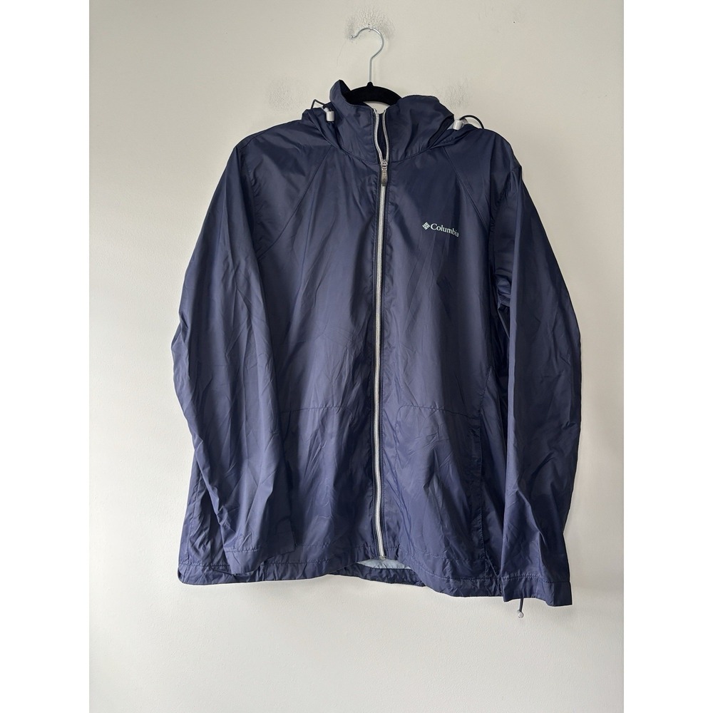 Columbia‎ Navy Switchback Waterproof Hooded Packable Rain Jacket Plus Size 1X
